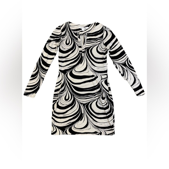 Diane Von Furstenberg Dresses & Skirts - Diane Von Furstenberg DVF Black & White Contrast Print Long Sleeve Dress